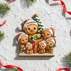 Gingerbread Family Standing Wooden Plaque, Personalized Christmas Standing Wooden Plaque