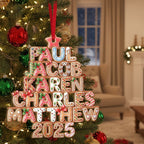 Personalized Gingerbread Family Names 2025 Christmas Tree Wooden Ornament, Christmas Gift For Family
