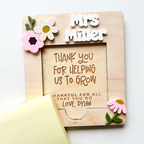 Personalized Teacher Flower Post-it Note Holder for Teacher Appreciation Gift, End Of School Year Gift