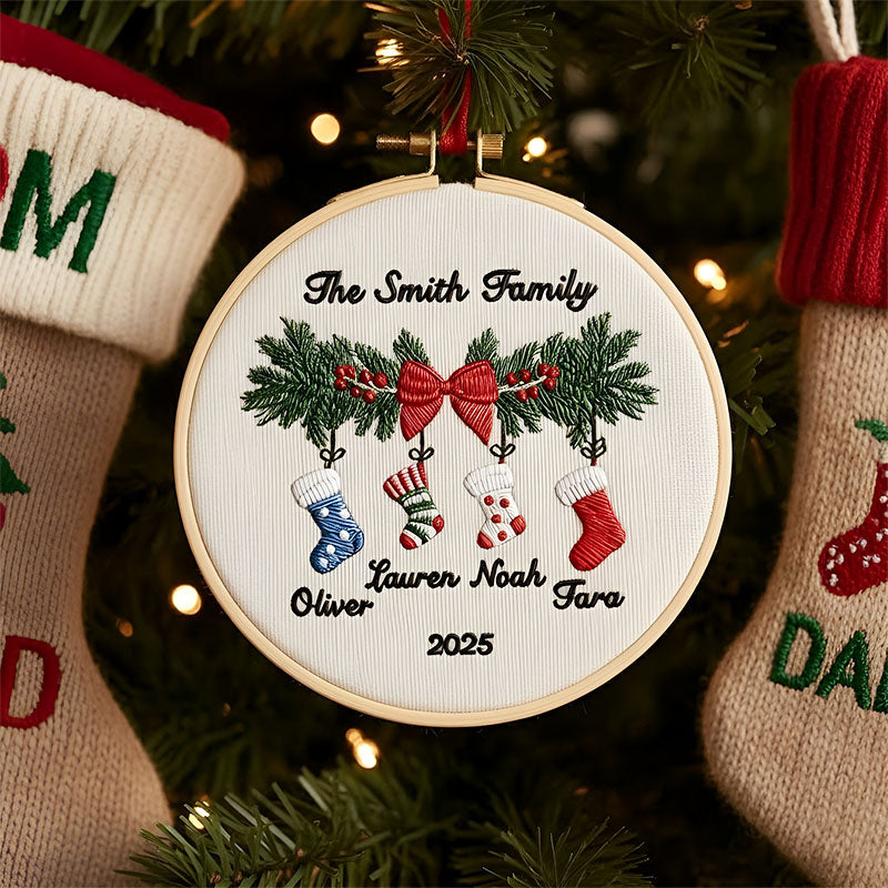 Personalized Family Christmas Ornament, Custom Embroidery Hoop, Holiday Stocking, Festive Decoration, Gift for Families 2025