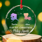 Our Christmas Miles Apart Same Love - Personalized Custom Glass Ornament