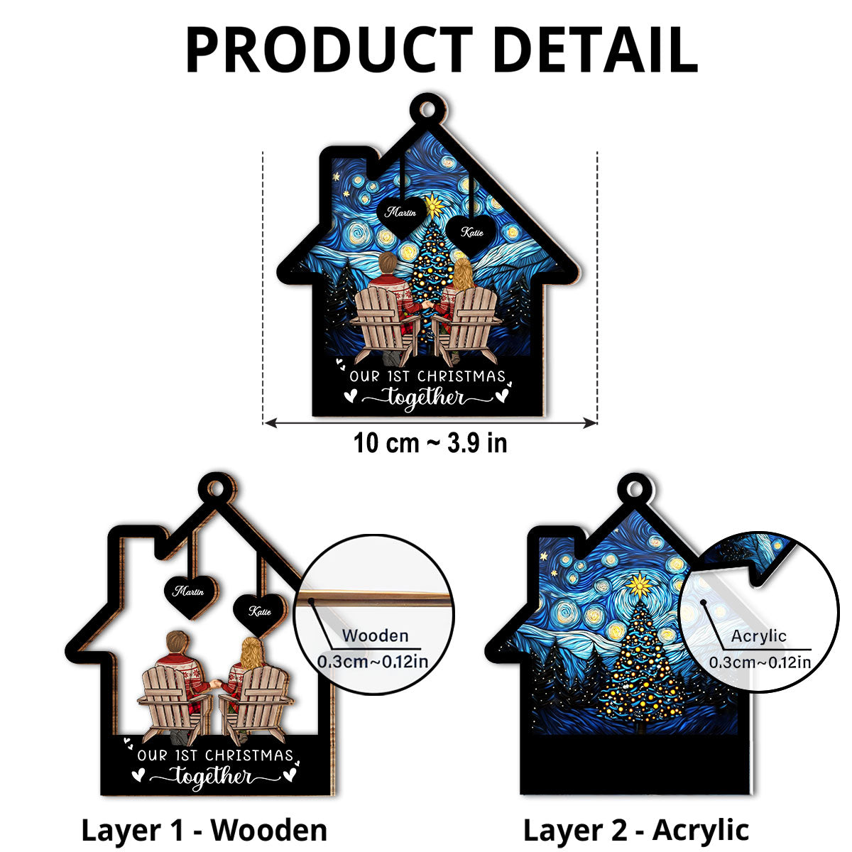 Our 1st Christmas Together - Personalized Custom Suncatcher Ornament