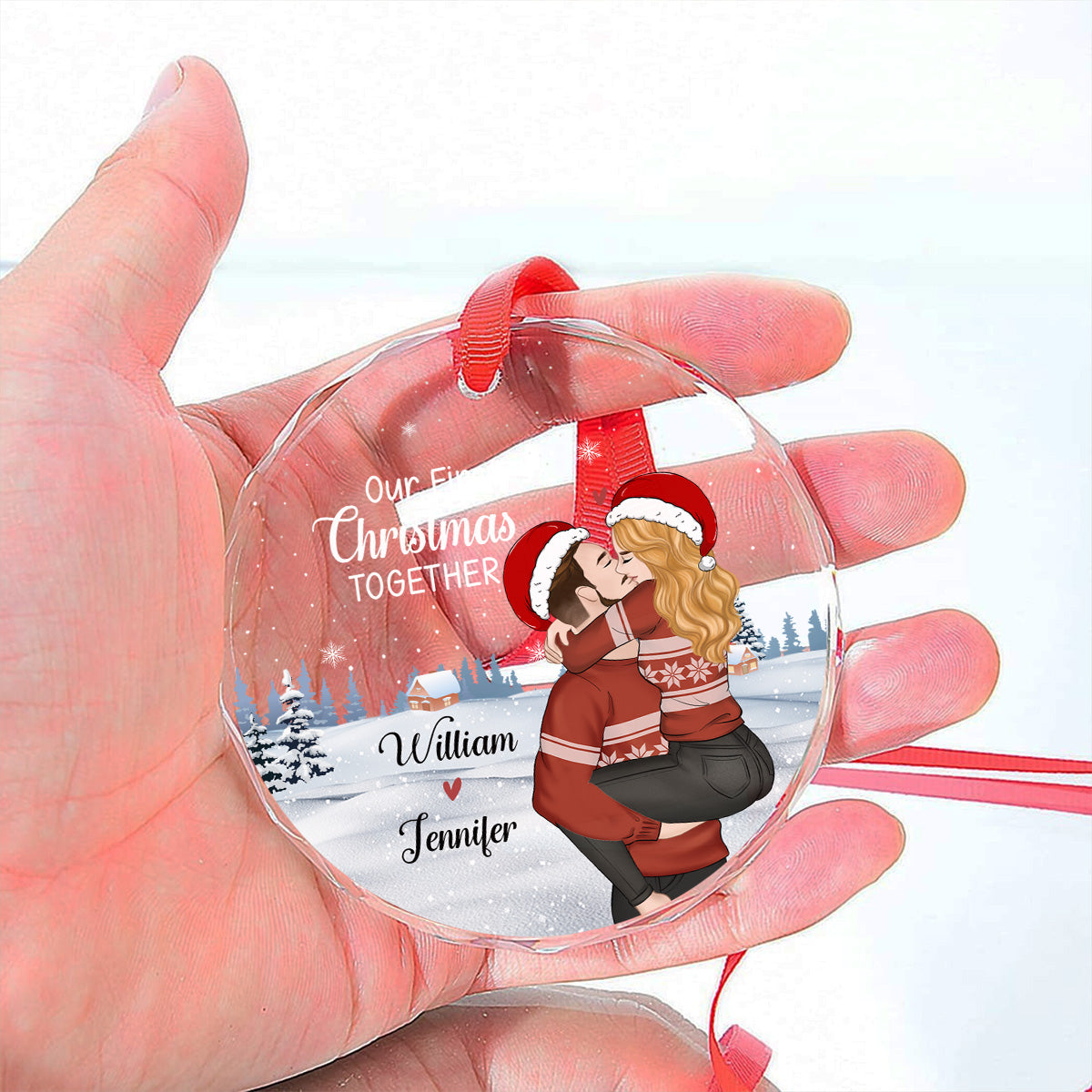 Our First Christmas Together - Personalized Custom Glass Ornament
