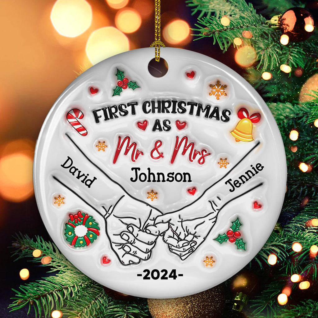 Our First Year - Personalized Custom 3D Inflated Effect Ceramic Ornament