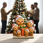 Gingerbread Family Standing Wooden Plaque, Personalized Christmas Standing Wooden Plaque