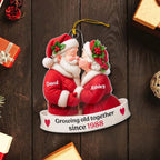 Personalized Santa Couple Growing Old Together Printed On Flat Acrylic Ornament, Anniversary, Christmas Gift for him, Gift for her