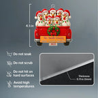 Merry Cluckmas Red Truck - Personalized Chicken Family On Truck Acrylic Ornament