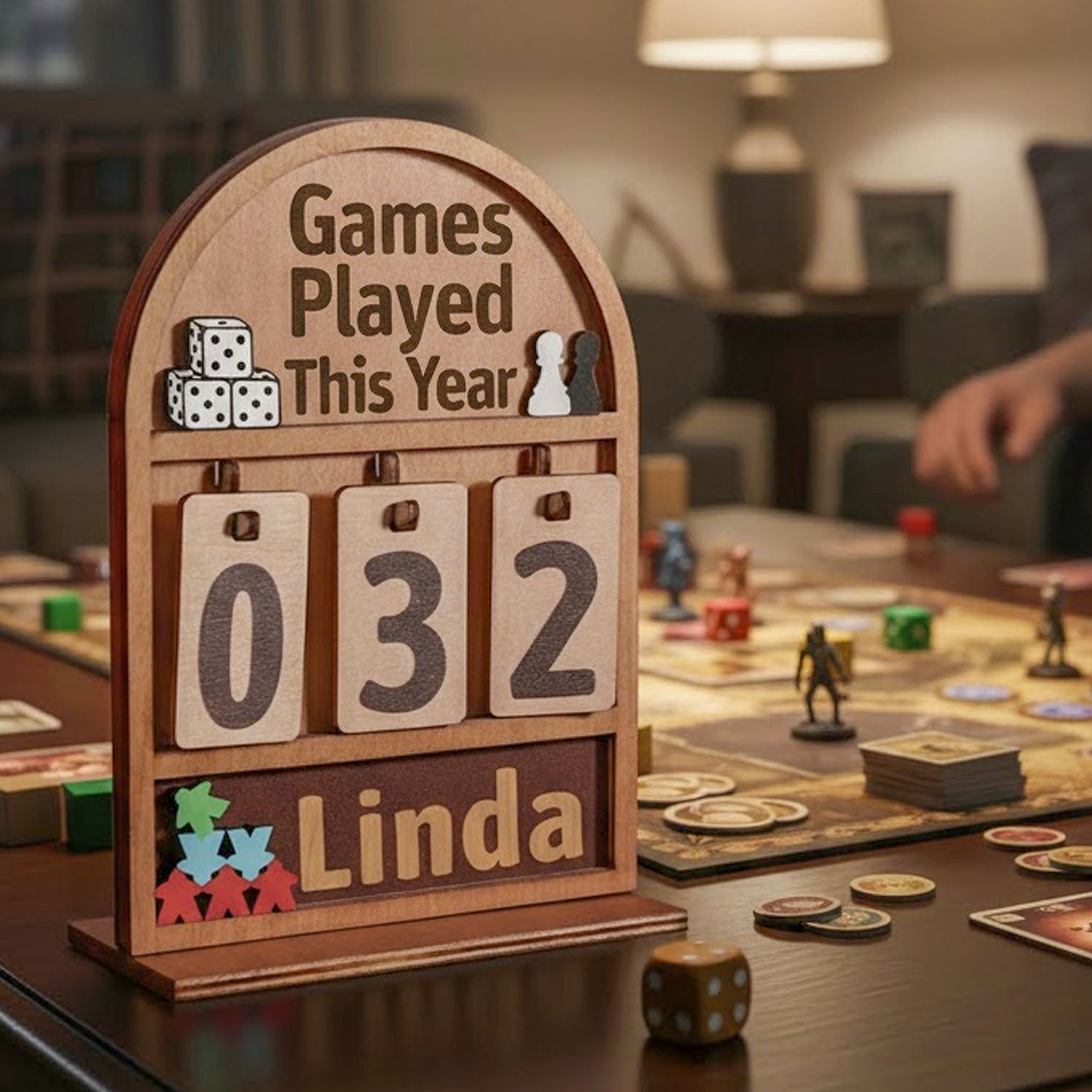 Personalized Games Played This Year Counter Mini Plaque With Flat Base, Family Game Night Tracker, Gift For Family, Couple Gift, Board Game Lover