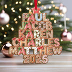Personalized Gingerbread Family Names 2025 Christmas Tree Wooden Ornament, Christmas Gift For Family