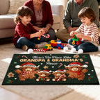3D Faux Crochet Effect Christmas Grandma Grandkids Highland Cow Together - Personalized Doormat