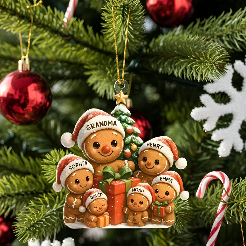 Personalized Gingerbread Family Acrylic Ornament, Christmas Ornament Gift