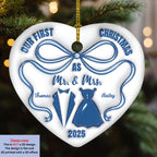 Mr And Mrs Blue - Personalized Custom 3D Inflated Effect Ceramic Ornament