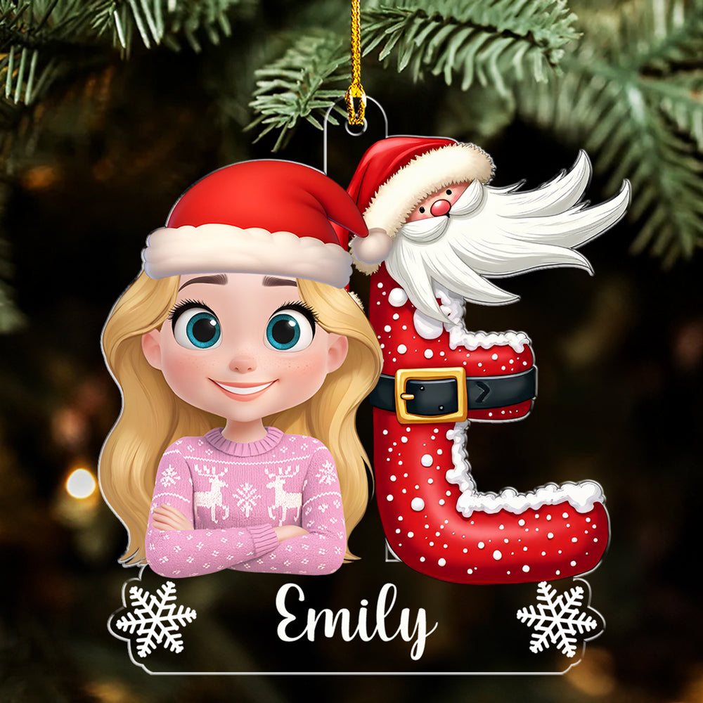 Baby And Santa - Personalized Custom Acrylic Ornament