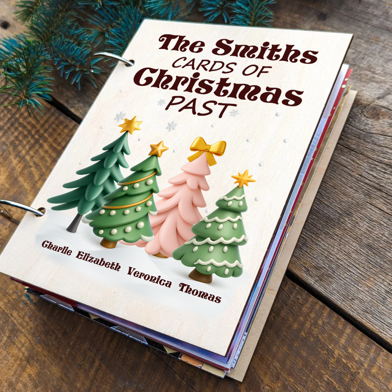 Personalized 3D Effect Soft Pine Tree Card Holder, Christmas Card Keeper, Holiday Card Keepsake Holder