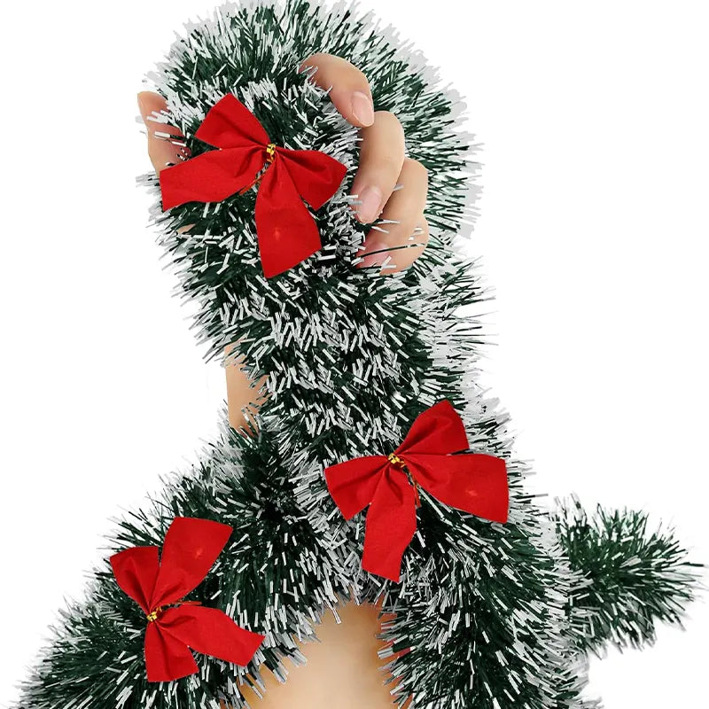Festive Tinsel Garland with Bowknots