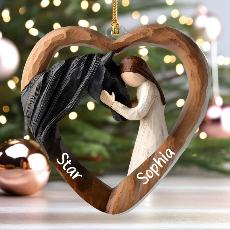 Personalized Equestrian Bond Between Boy Or Girl With Horse Acrylic Ornament, Christmas Gifts For Horse Lovers