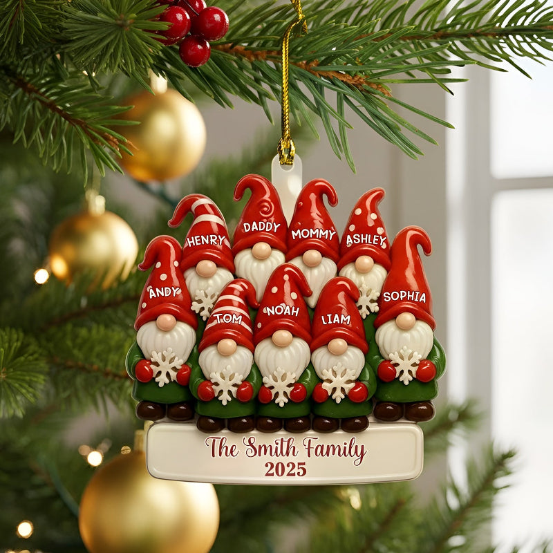 Personalized Gnome Family Christmas Ornament, Christmas Ornament For Family