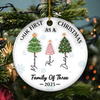 Three Names Of Christmas Tree - Personalized Custom 3D Inflated Effect Ceramic Ornament