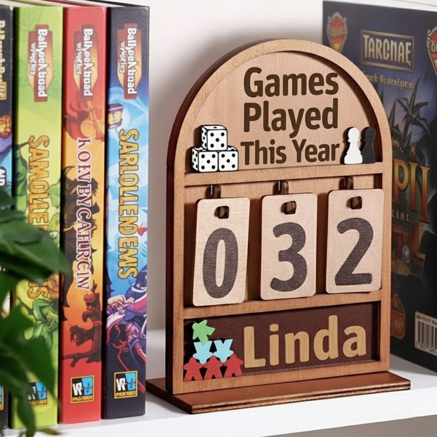 Personalized Games Played This Year Counter Mini Plaque With Flat Base, Family Game Night Tracker, Gift For Family, Couple Gift, Board Game Lover