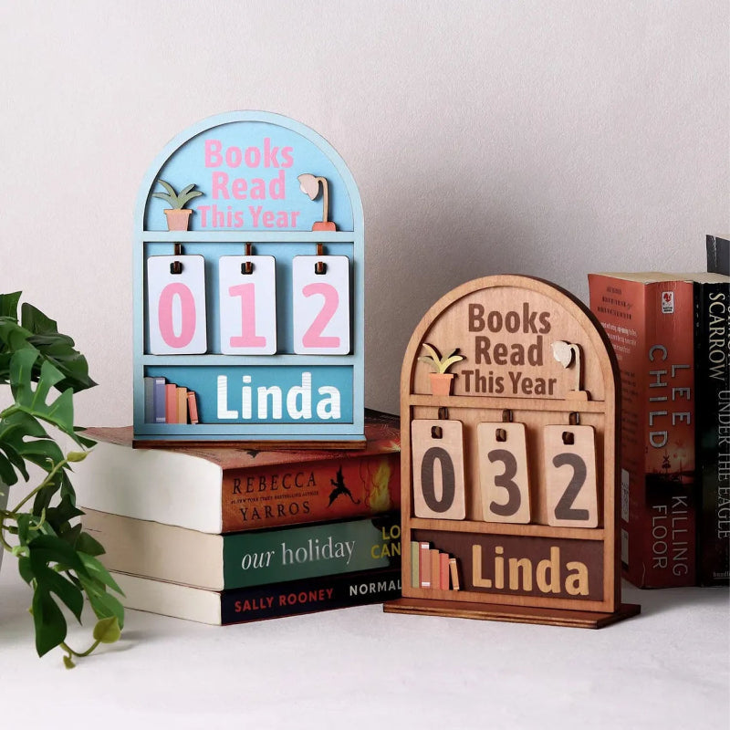 Personalized Books Read This Year Counter Mini Plaque With Flat Base, Gift for Readers, Book Lovers Gift, Bookshelf Decor