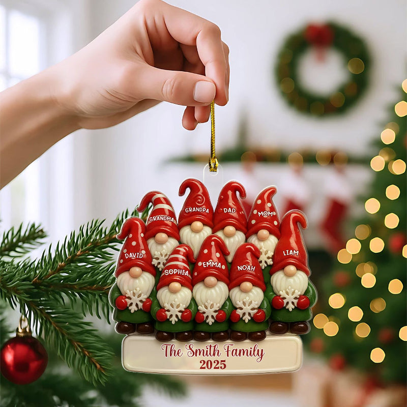 Personalized Gnome Family Christmas Ornament, Christmas Ornament For Family