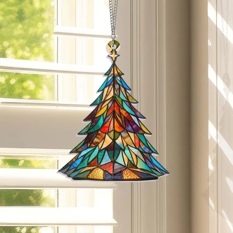 Colorful Christmas Tree Suncatcher