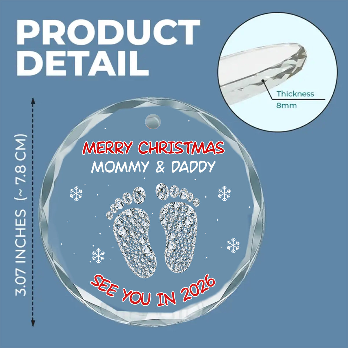 Baby See You Soon - Personalized Custom Glass Ornament