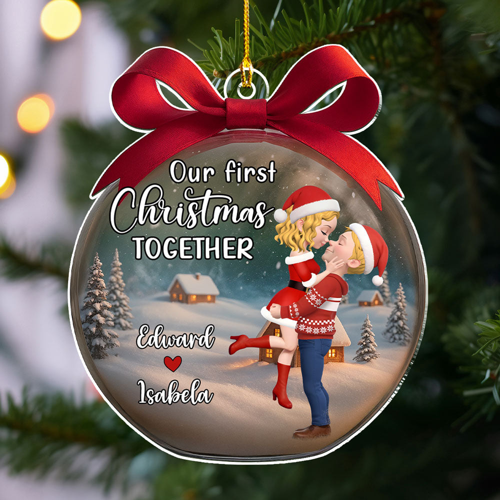 Our First Christmas Together In Ball Love - Personalized Custom Acrylic Ornament