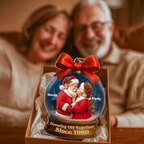 Personalized 3D Effect Santa Couple In Snow Globe Acrylic Ornament, Couple Christmas Tree Decoration