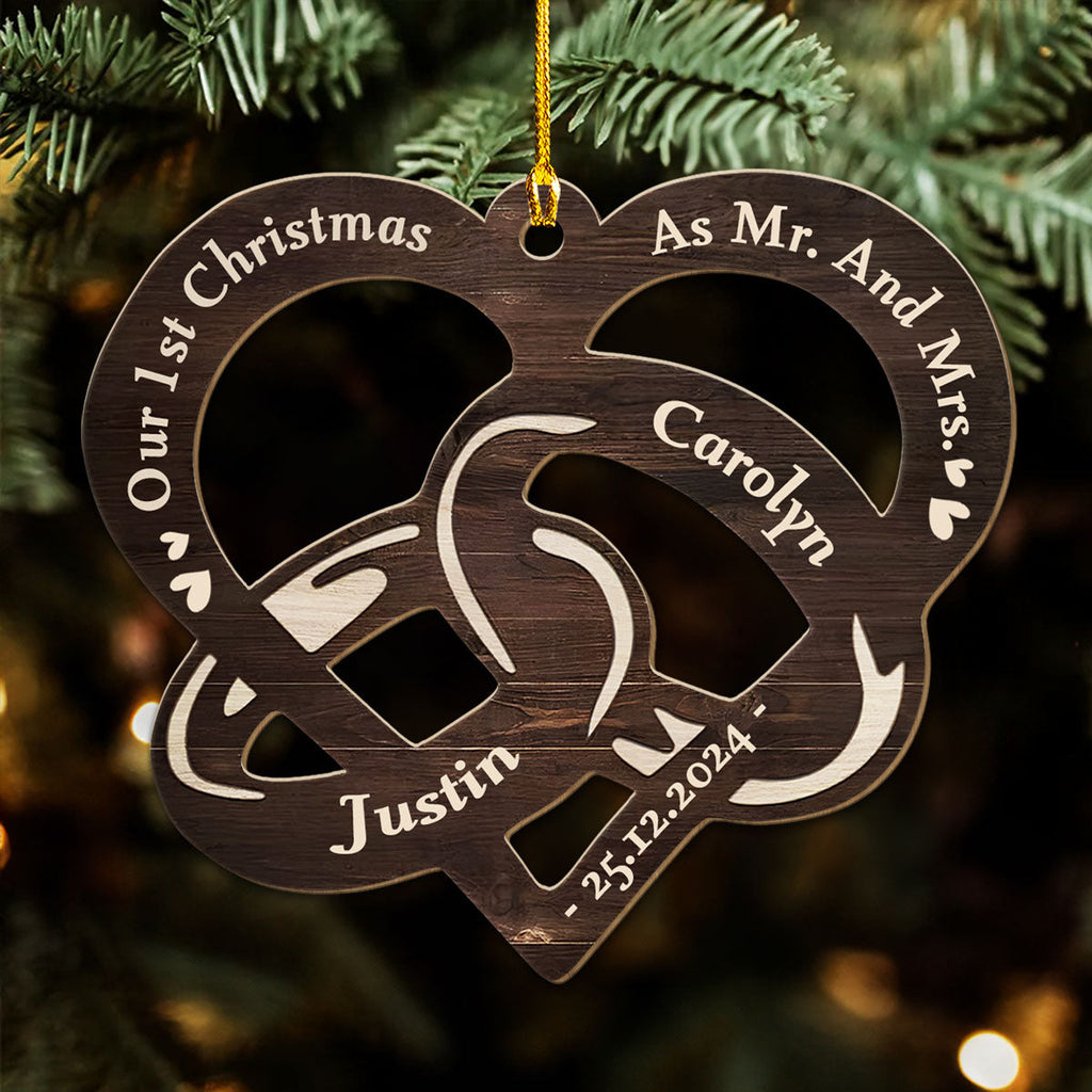 Our 1st Christmas Married - Personalized Custom Wood Ornament