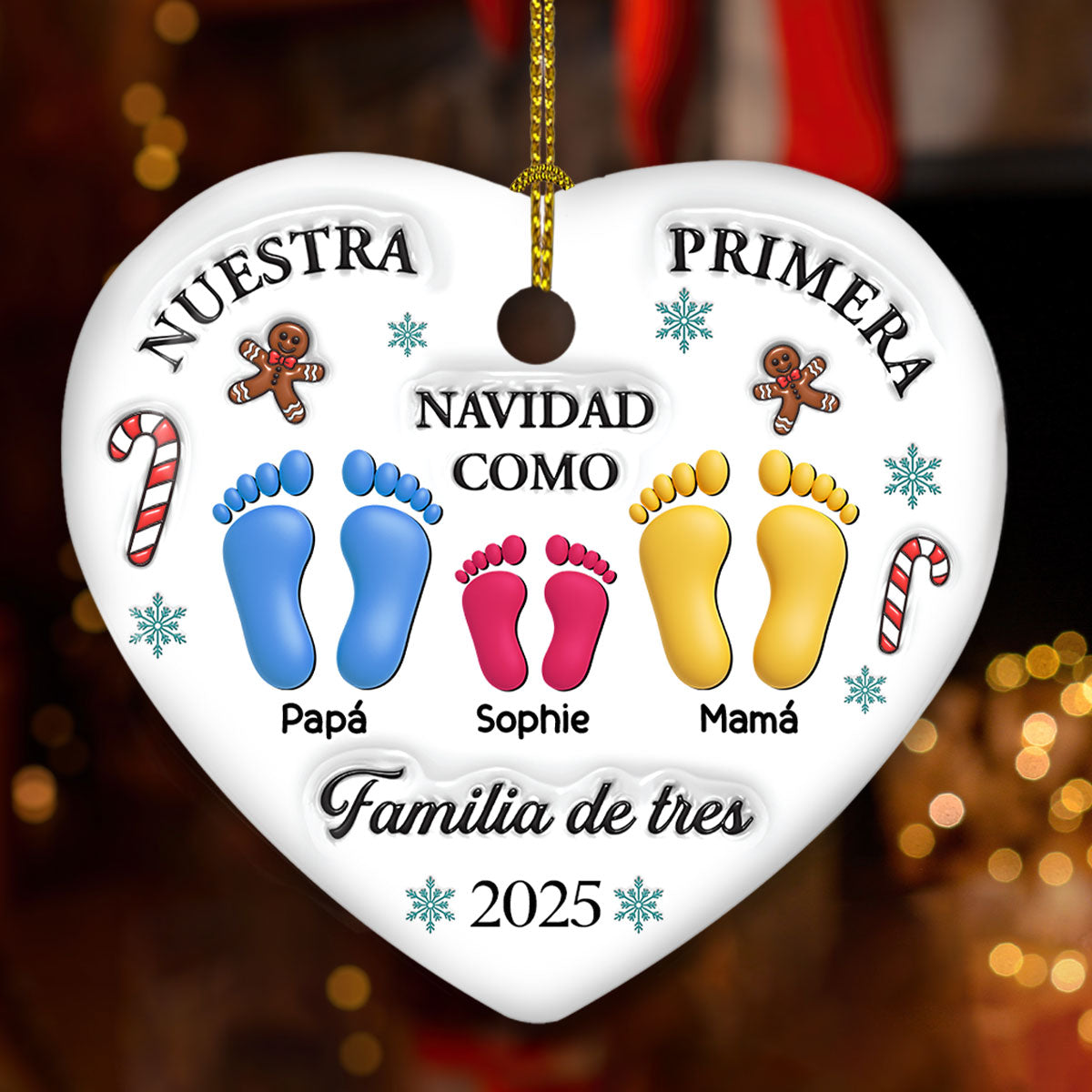 Nuestra Primera Navidad – Adorno de Cerámica Personalizado con Efecto 3D