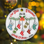 Our First Christmas As A Family - Personalized Custom 3D Inflated Effect Ceramic Ornament