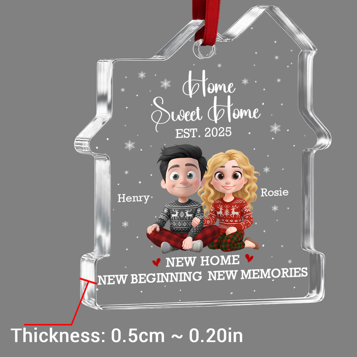 Home Sweet - Personalized Custom House Shaped Glass Ornament