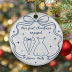 Our first Christmas Toile De Jouy - Personalized Custom Ceramic Ornament