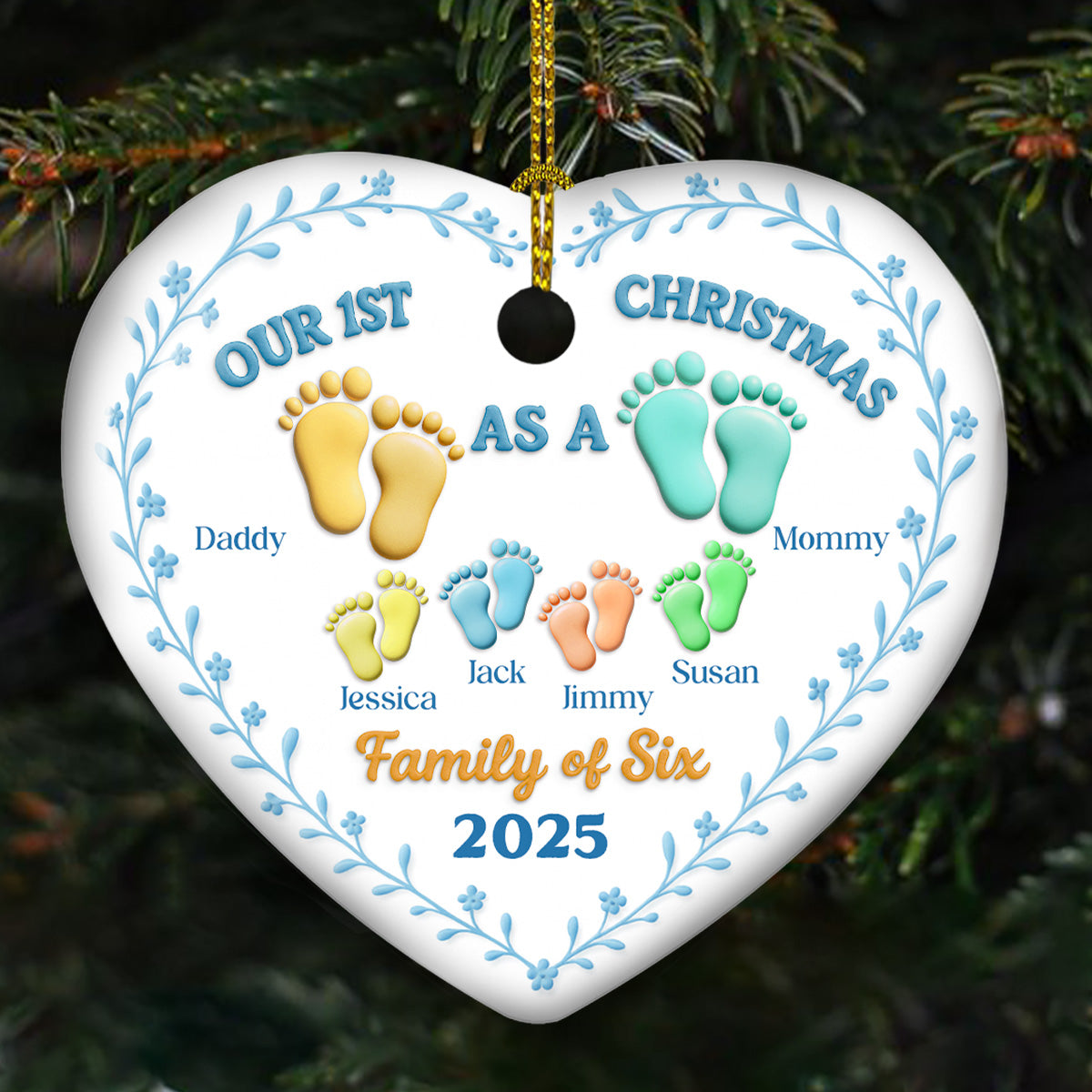 Family Of - Personalized Custom 3D Effect Ceramic Ornament