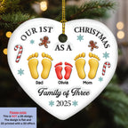 Our First Christmas - Personalized Custom 3D Effect Heart Ceramic Ornament