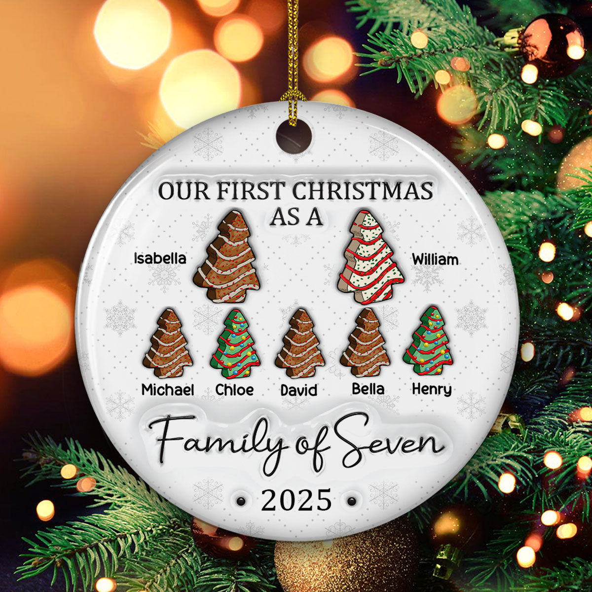 First Christmas Christmas Tree Cakes - Personalized Custom 3D Inflated Effect Ceramic Ornament