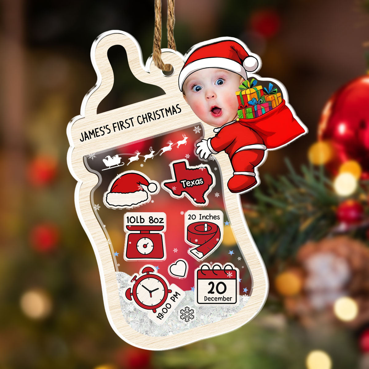 Baby Keepsake - Personalized Custom Acrylic Shaker Ornament