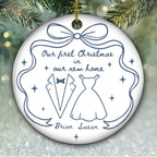 Our first Christmas Toile De Jouy - Personalized Custom Ceramic Ornament