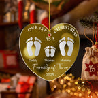 First Christmas As A Family Footprints  - Personalized Custom Mirrored Acrylic Ornament