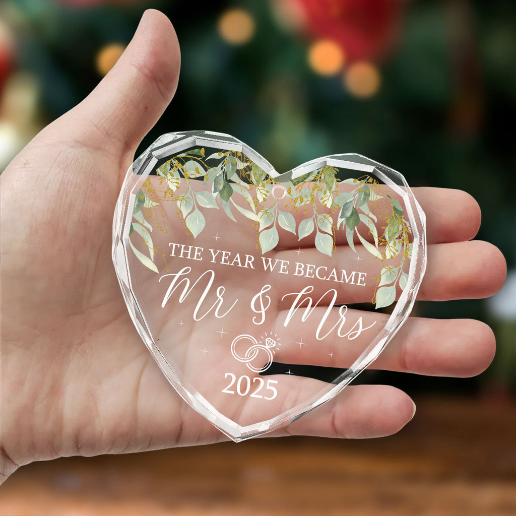 We Became Mr And Mrs - Personalized Custom Glass Ornament