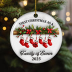 First Christmas Lovely Family - Personalized Custom 3D Effect Ceramic Ornament