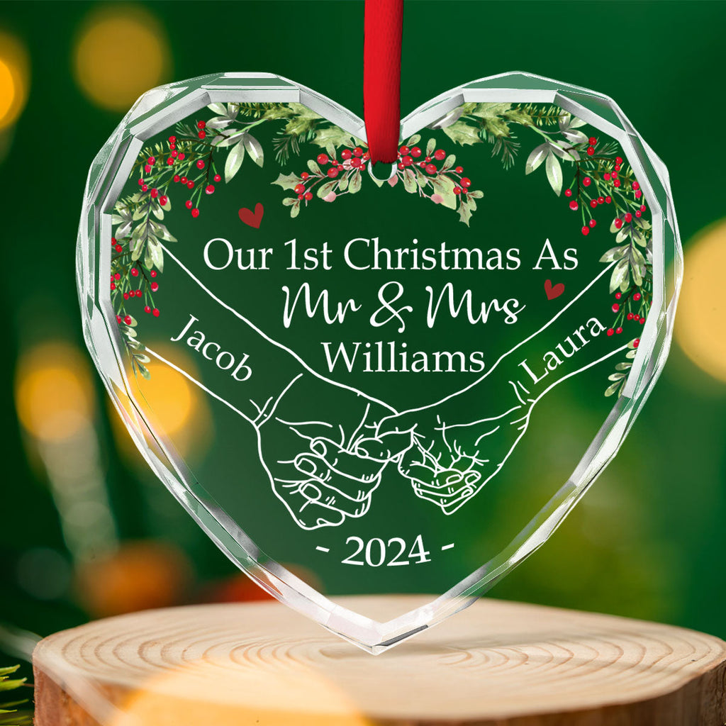 Our 1st Christmas As Mr. And Mrs. - Personalized Custom Glass Ornament
