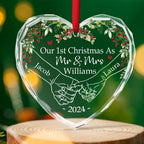 Our 1st Christmas As Mr. And Mrs. - Personalized Custom Glass Ornament