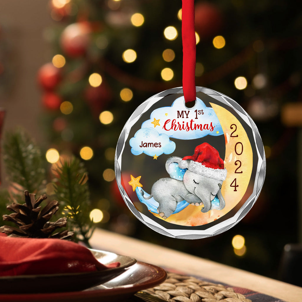 1st Christmas Of Baby - Personalized Custom Glass Ornament