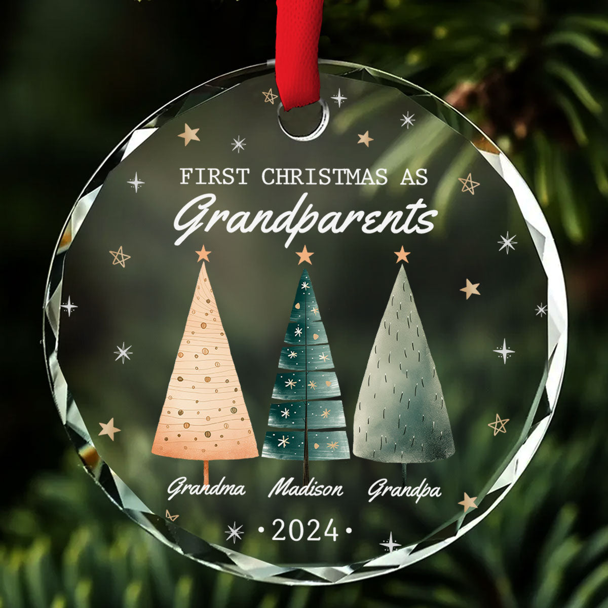 First Christmas As Grandparents - Personalized Custom Glass Ornament