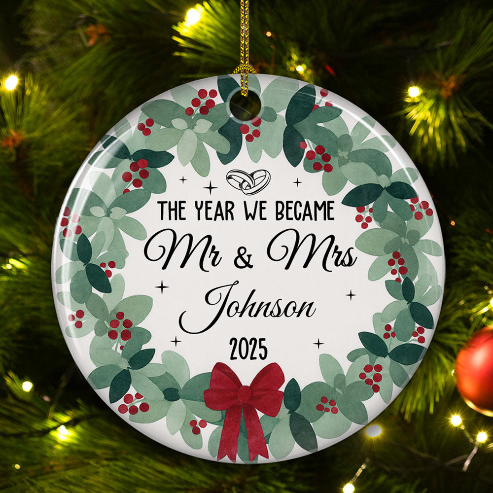 Newlywed Bride Groom - Personalized Custom Ceramic Ornament
