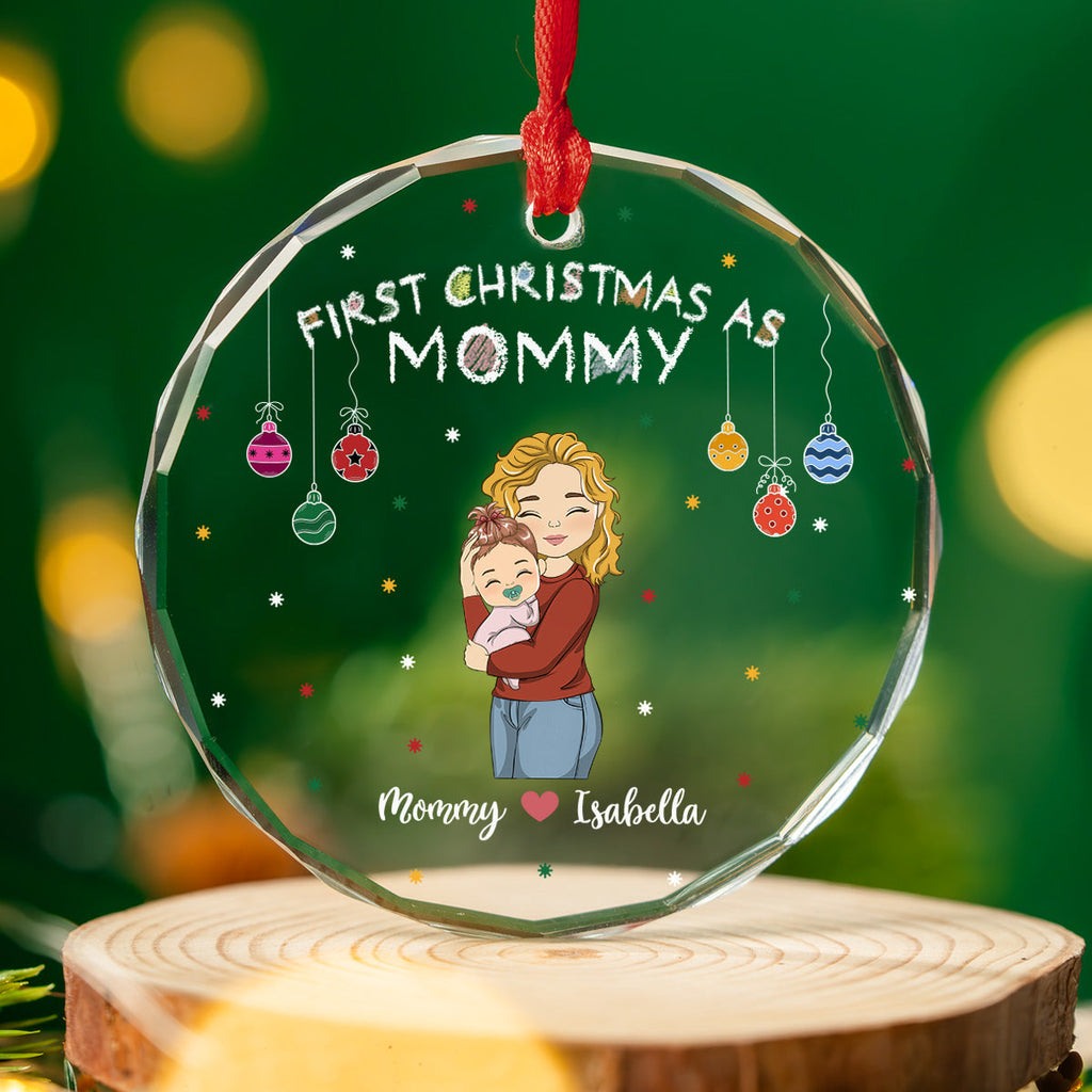 First Year As Mommy - Personalized Custom Glass Ornament
