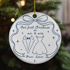 Our first Christmas Toile De Jouy - Personalized Custom Ceramic Ornament