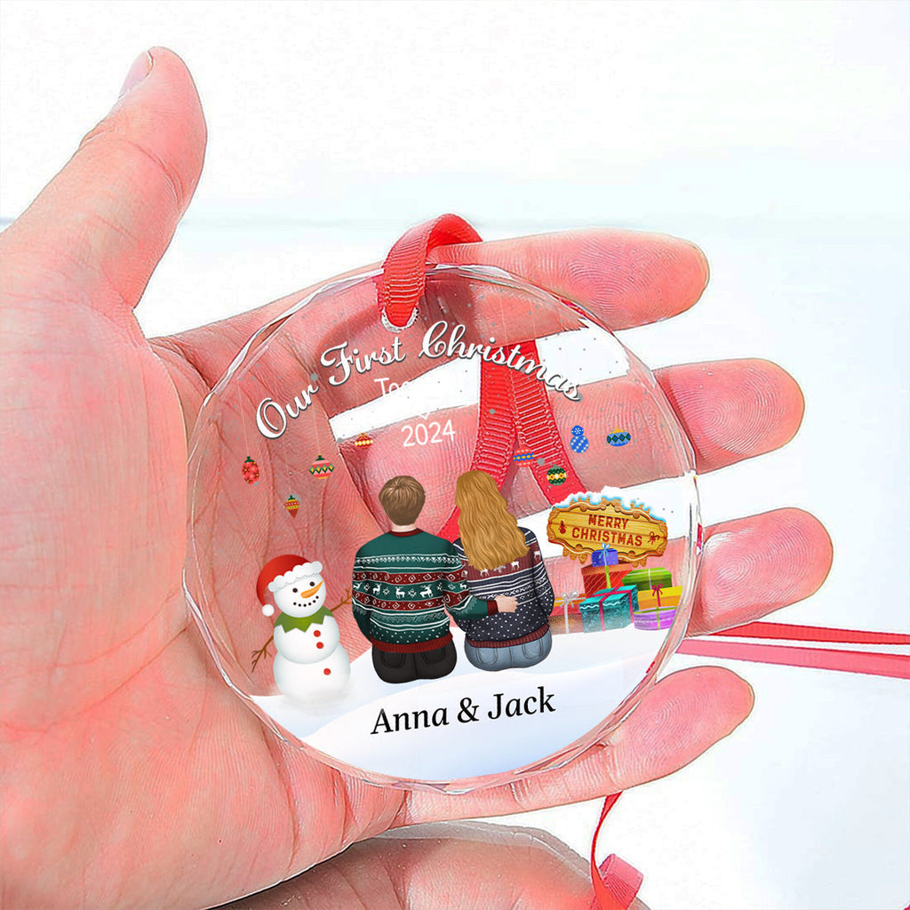 Our First Christmas Together Verson 2 - Personalized Custom Glass Ornament